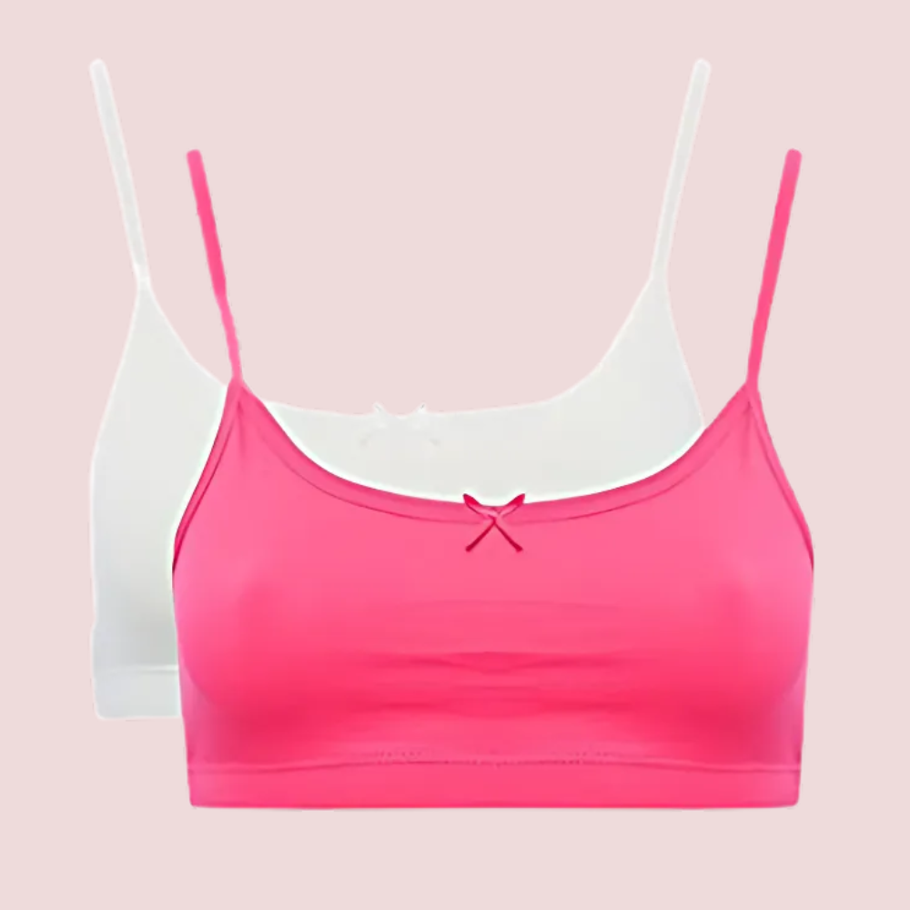 Girl’s Cotton Cute Bow Front Everyday Bra Pk-2